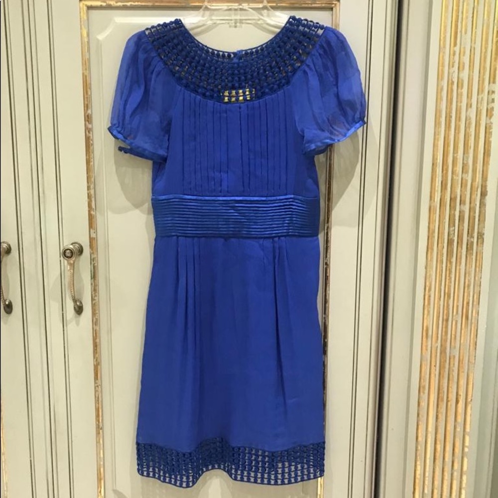 Blue silk dress